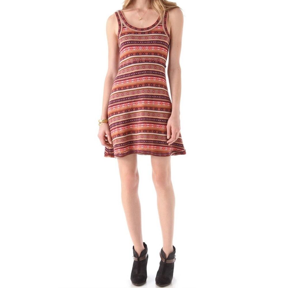 Free People Fair Isle Sweater Tank Dress Burgundy Multicolor Women's Medium